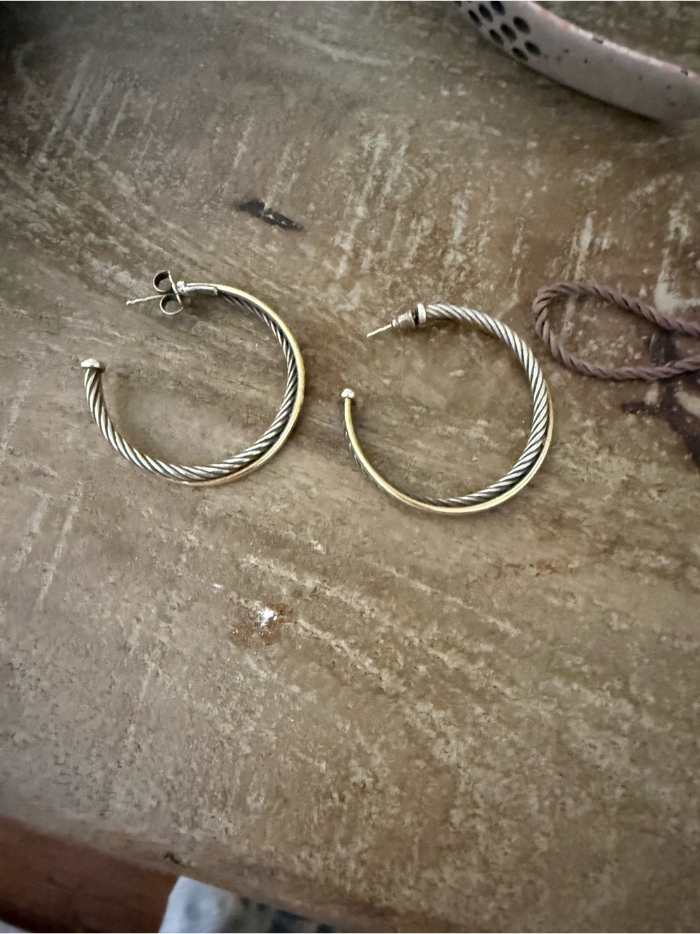 David Yurman Double-Twist Hoop Earrings in Silver and Gold Tone